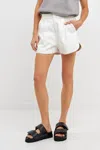Grey Lab High-waisted Faux Leather Shorts In White