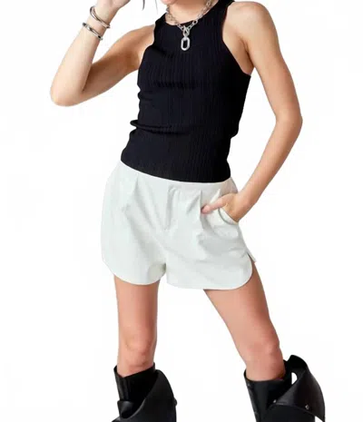 Grey Lab High Waisted Faux Leather Shorts In White