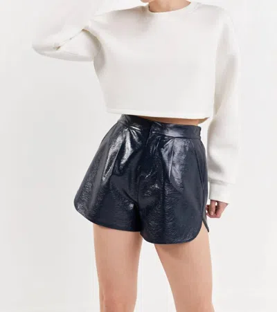 Grey Lab High-waisted Faux Leather Short In Navy In Transparent