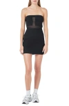 Grey Lab Illusion Inset Strapless Minidress In Black