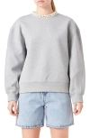 GREY LAB GREY LAB IMITATION PEARL EMBELLISHED CREWNECK SWEATSHIRT