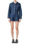 GREY LAB GREY LAB LONG SLEEVE DENIM ROMPER