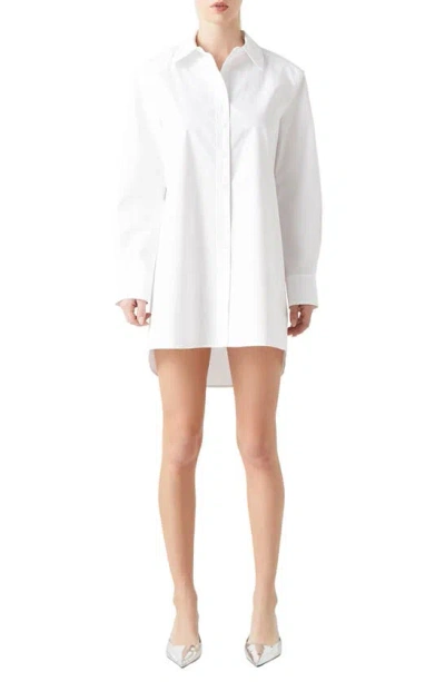 Grey Lab Long Sleeve Mini Shirtdress In White