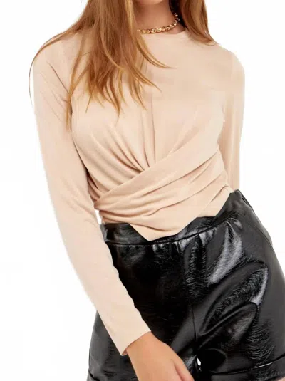 Grey Lab Long Sleeve Wrap T-shirts In Beige In Nude