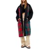Grey Lab Reversible Check Long Coat In Black
