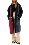 Grey Lab Reversible Check Long Coat In Multi