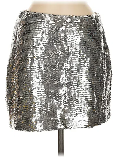 Pre-owned Grey Lab Los Angeles Formal Skirt In Silver