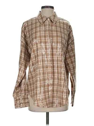Grey Lab Los Angeles Long Sleeve Blouse In Brown