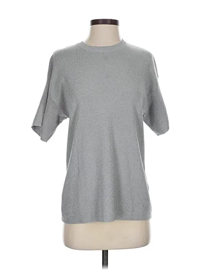 Pre-owned Grey Lab Los Angeles Short Sleeve Top Silver Crew Neck Tops