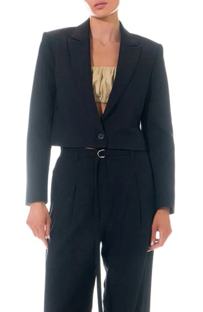 Grey Lab One Button Crop Blazer In Black