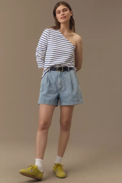 Grey Lab One-shoulder Striped Top In Blue