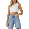 Grey Lab Open Elastic Back Crop Tank In Ivory