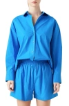 Grey Lab Oversize Cotton Button-up Shirt In Blue