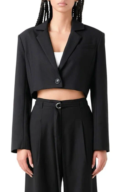 Grey Lab Oversize Crop Blazer In Black