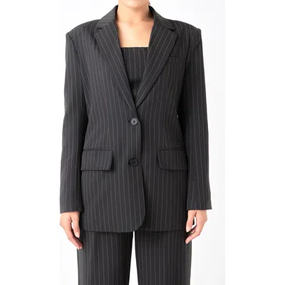 Grey Lab Oversize Pinstripe Blazer In Black