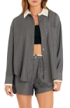 Grey Lab Oversize Pinstripe Button-up Shirt In Grey