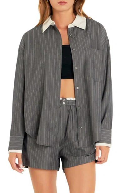 Grey Lab Oversize Pinstripe Button-up Shirt