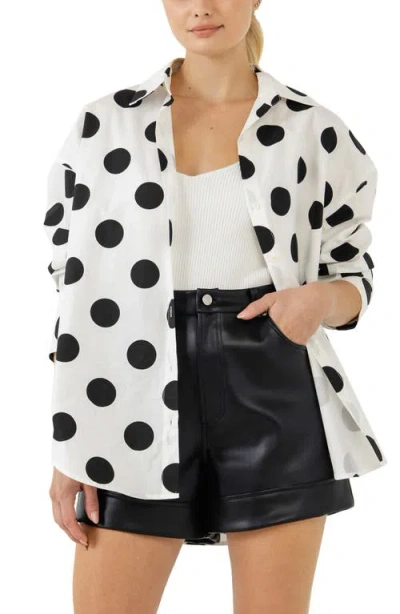 Grey Lab Oversize Polka Dot Cotton Shirt In White