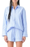 GREY LAB OVERSIZE STRIPE LONG SLEEVE BUTTON-UP SHIRT