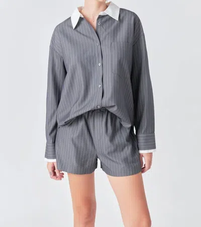 Grey Lab Oversized Pinstripe Shirt In Grey