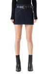 Grey Lab Pinstripe Miniskirt In Dark Navy