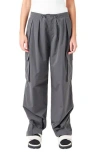 Grey Lab Pleated Low Rise Parachute Cargo Pants In Grey