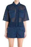 Grey Lab Pocket Mesh Shirt In Navy