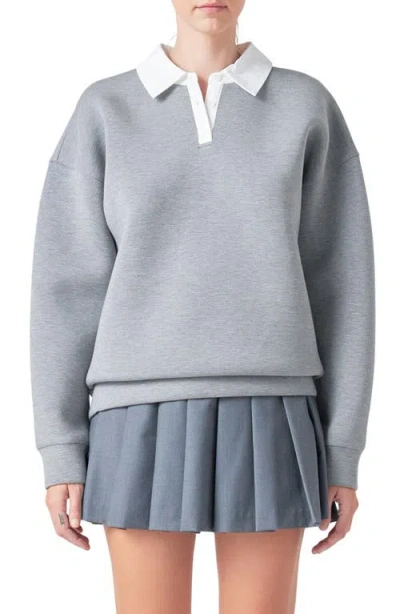 Grey Lab Polo Sweatshirt In Heather Grey