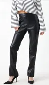 Grey Lab High Waist Slit Faux Leather Leggings In Black