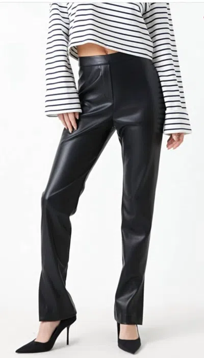 GREY LAB PU SLIT LEGGINGS IN BLACK