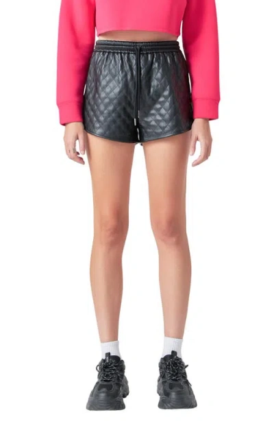 Grey Lab Quilted Faux Leather Shorts In Black