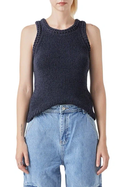 Grey Lab Ribbed Sleeveless Jumper In Navy