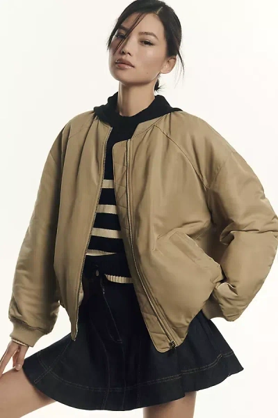 Grey Lab Ruched Bomber Jacket In Beige