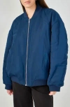 Grey Lab Ruched Bomber Jacket In Blue