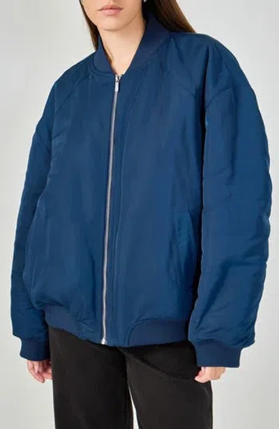 Grey Lab Ruched Bomber Jacket In Blue