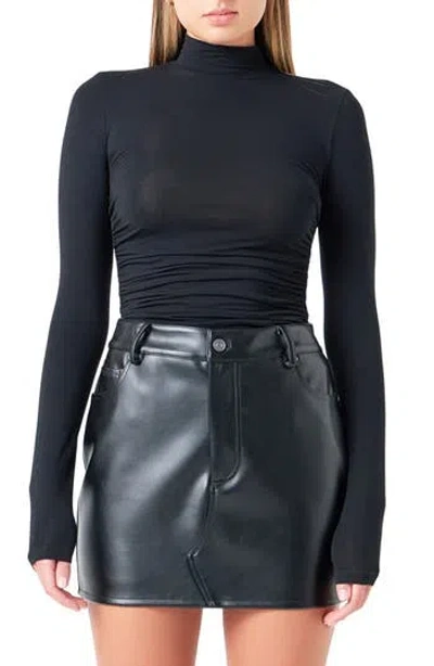 Grey Lab Ruched Turtleneck Top In Blue