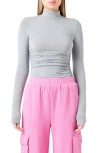 Grey Lab Ruched Turtleneck Top In Gray