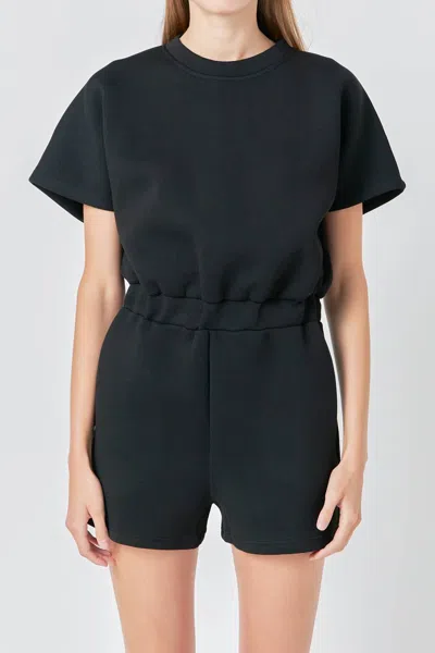 Grey Lab Scuba Romper In Black In Blue