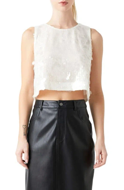 Grey Lab Sequin Crop Top In Nude