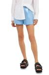 Grey Lab Shiny Faux Leather Shorts In Powder Blue