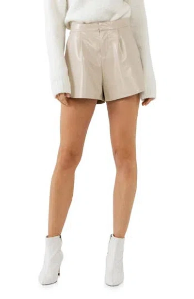 Grey Lab Shiny Faux Leather Shorts In Neutral