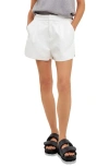 Grey Lab High-waisted Faux Leather Shorts In White In White