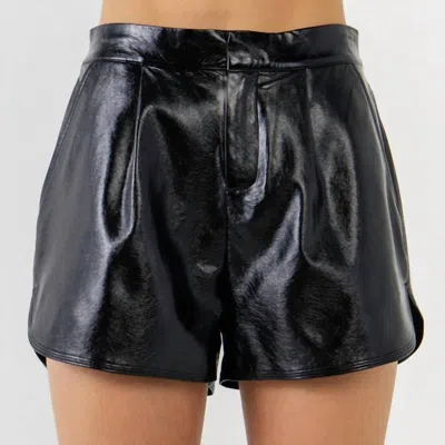 Grey Lab Shiny Faux Leather Shorts In Black