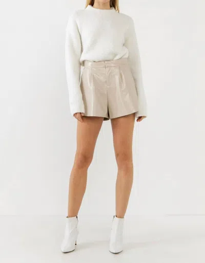 Grey Lab Shiny Leather Short In Taupe In Gray