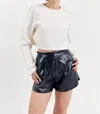 Grey Lab Shiny Pu Shorts In Navy In Black