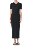 Grey Lab Short Sleeve Back Cutout Ribbed Maxi Dress In Black