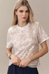 Grey Lab Short-sleeve Sequin Top In White