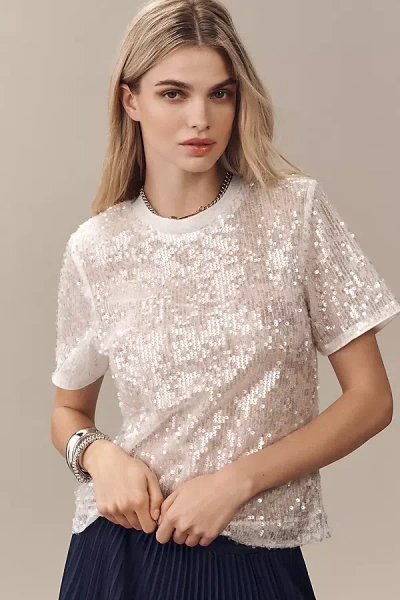 Grey Lab Short-sleeve Sequin Top In White