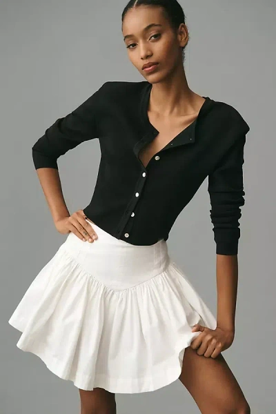Grey Lab Shoulder Pad Cardigan Sweater In Black