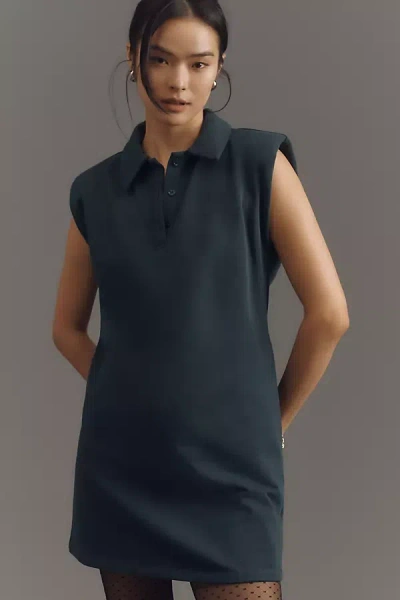 Grey Lab Sleeveless Polo Shift Mini Dress In Green
